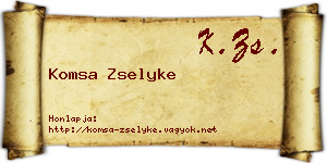 Komsa Zselyke névjegykártya